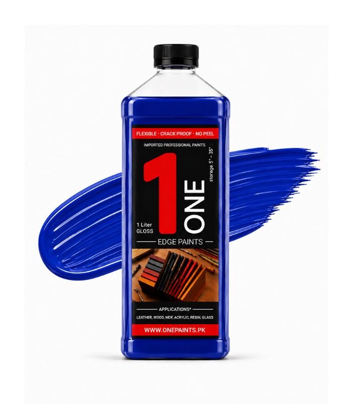 Blue 1 Liter Leather Edge Paint by OnePaints.pk