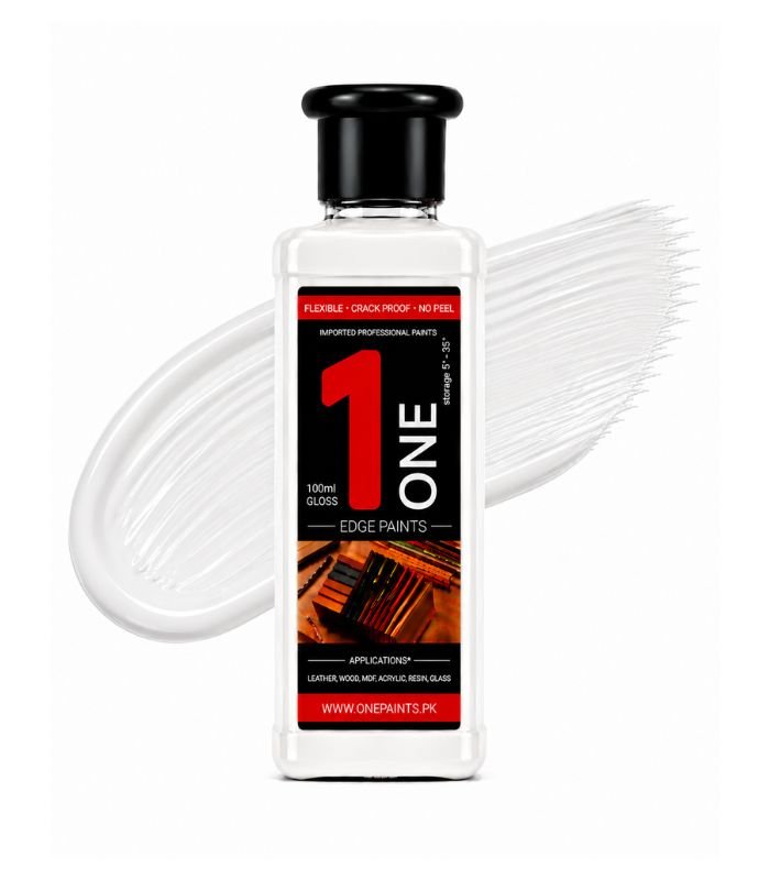 White 100ml Leather Edge Paint by OnePaints.pk
